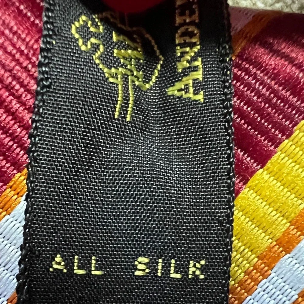 Vintage Anderson-Little Silk Tie Mens Burgundy Gold Striped Wemco 70s 80s 1056